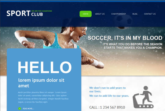 Спортивный шаблон Sport Club для Joomla