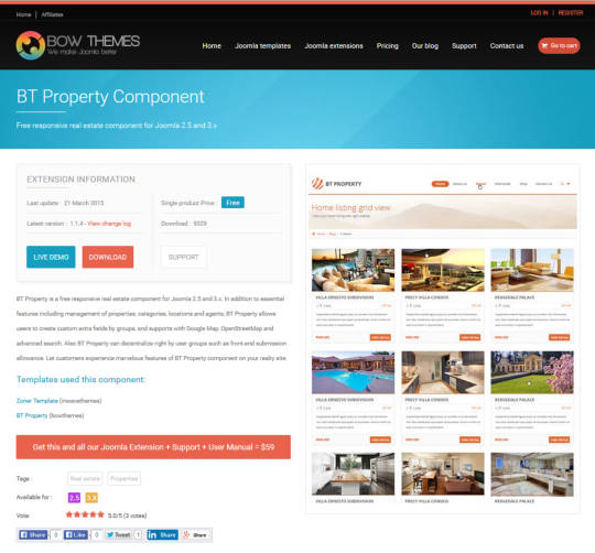 Шаблон BT Property для сайта на тему недвижимости