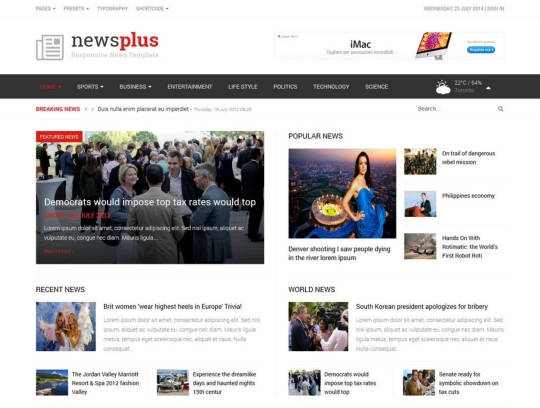 JS NewsPlus - современный новостной шаблон для Joomla
