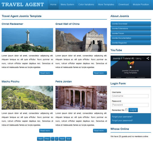 Свежий туристический Joomla-шаблон JSR Travel Agent