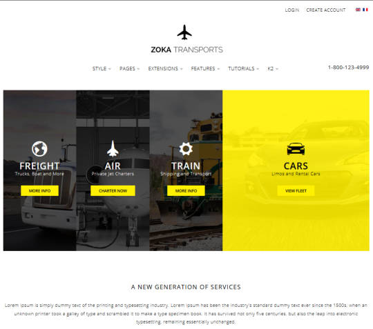 Шаблон S5 Zoka Transports для Joomla