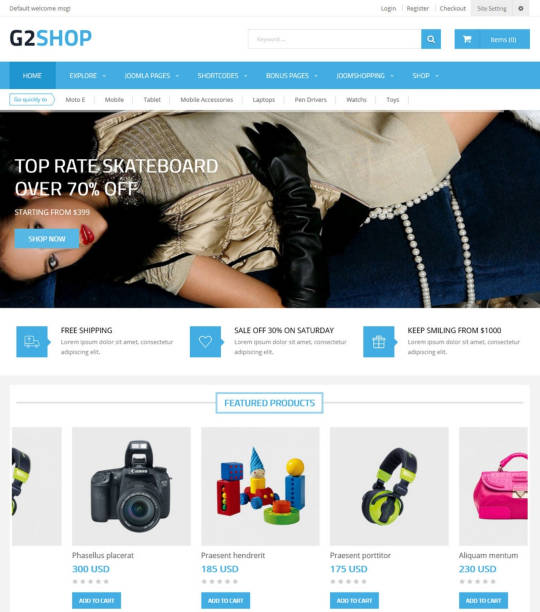 Шаблон SJ G2Shop для создания интернет-магазина на Joomla