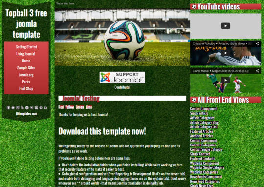 Шаблон для спортивного портала на Joomla - Topball 3